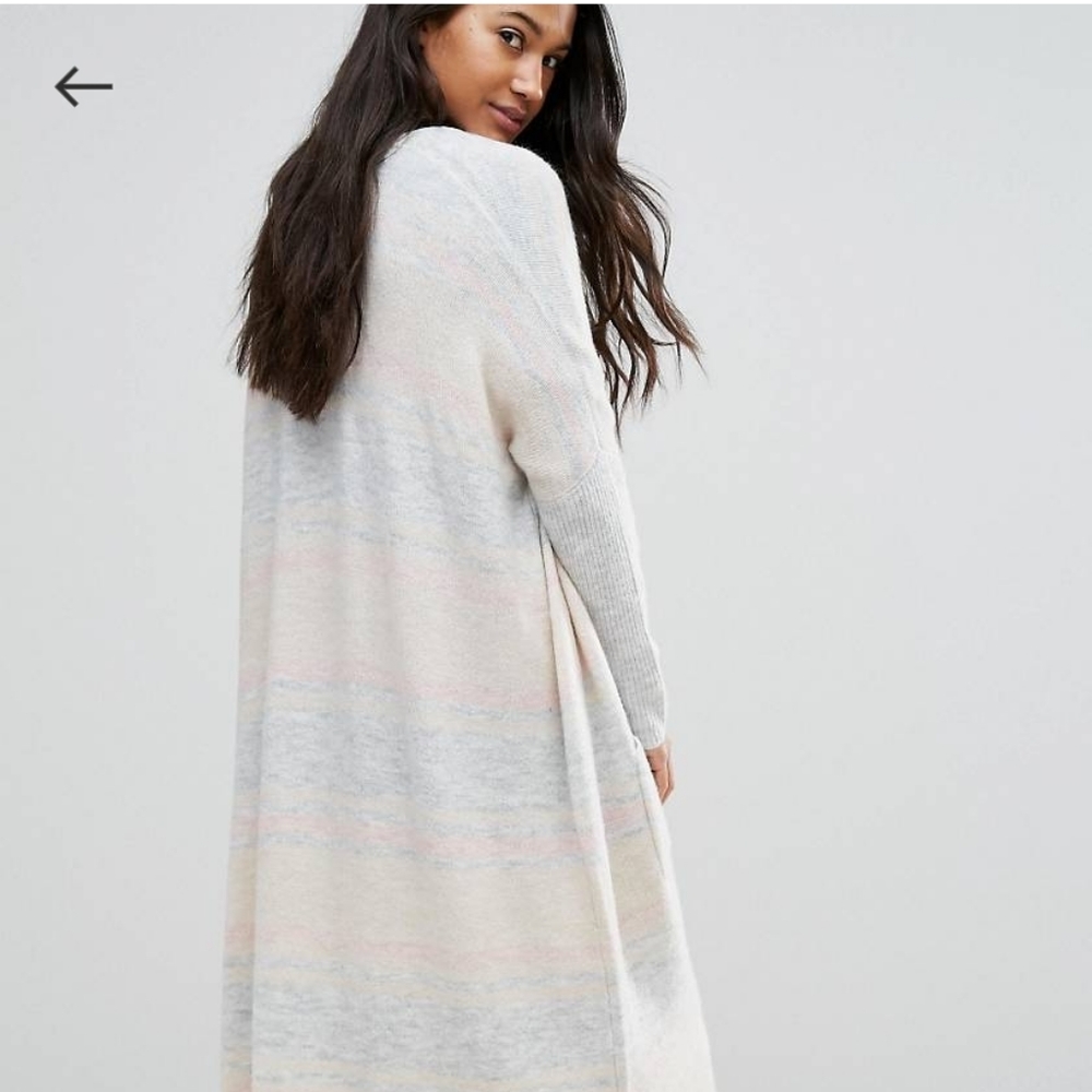 Micha Lounge Striped Fluffy Longline Cardigan